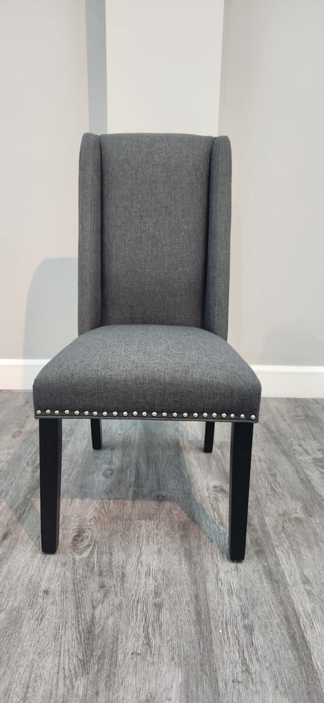 Baron Fabric Gray Studded Dining Chair 