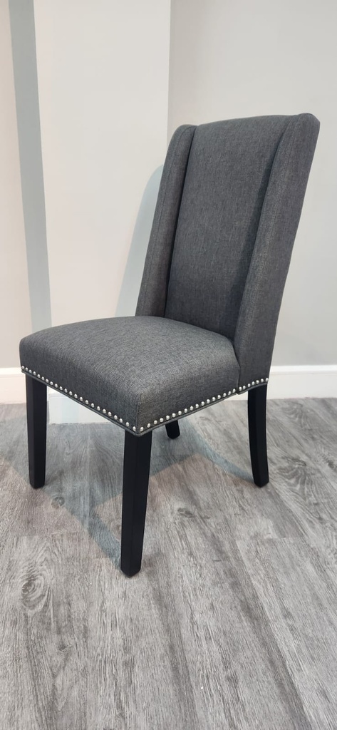 Baron Fabric Gray Studded Dining Chair 