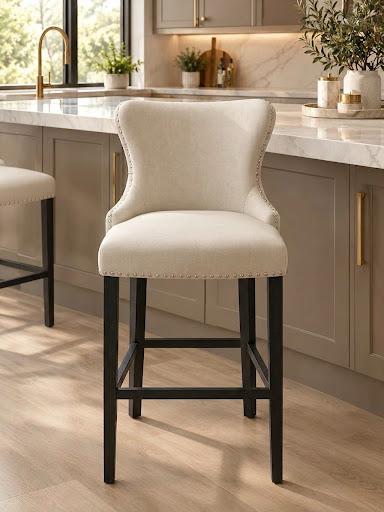 Beige Stool with Black Legs 