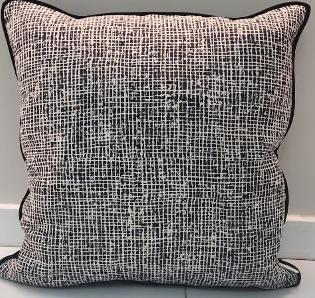 19X19" Navy & White Pattern Pillow 