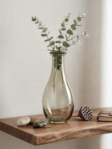 Large Teardrop Amber Glass Vase