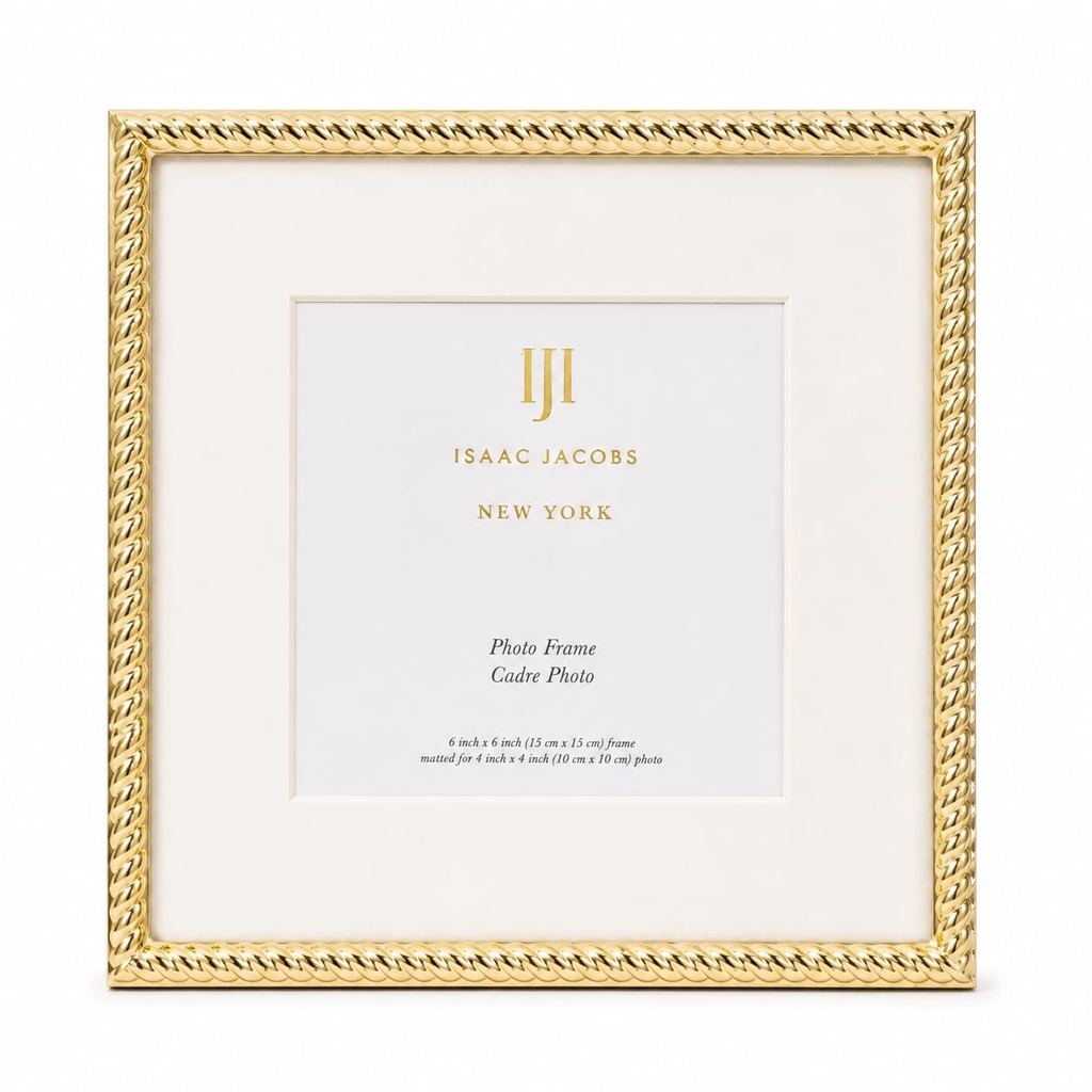 4" x 4" Isaac Jacobs Gold Rope Frame Picture Frame