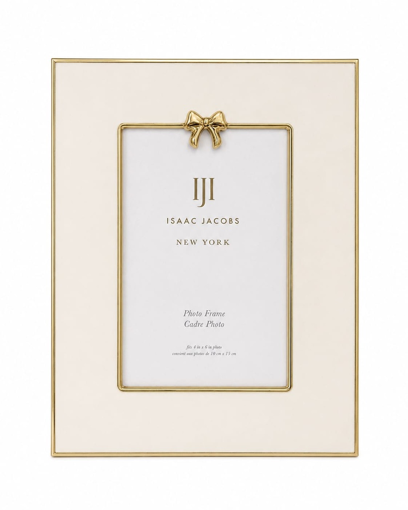 4" x 6" White & Gold Bow Detail Picture Frame 