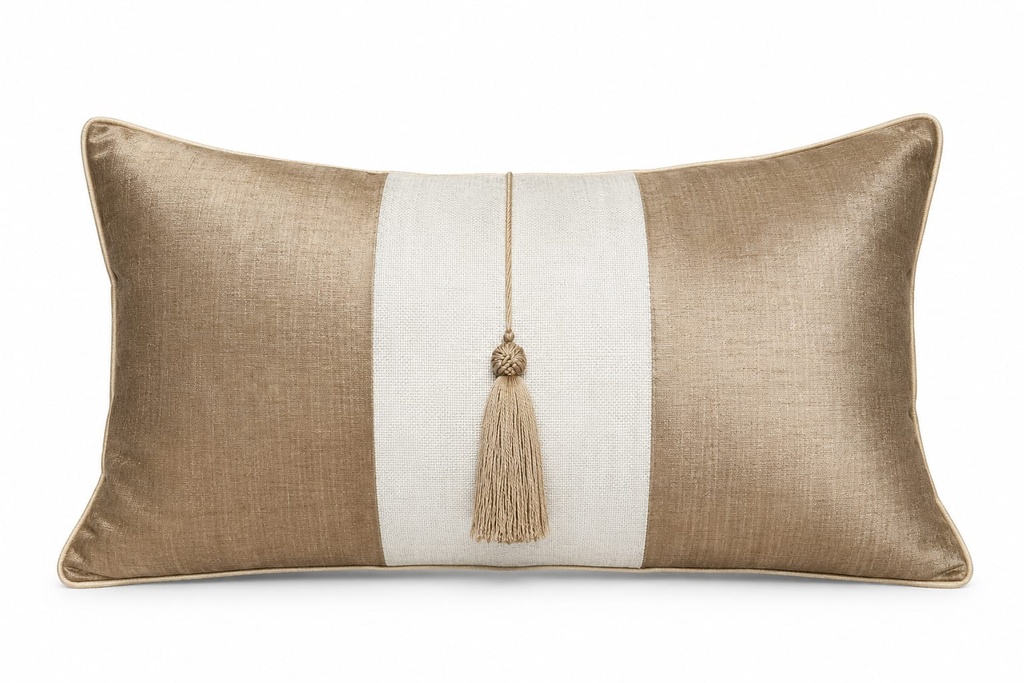 13" X 23" TASSLE GOLD COLOUR BLOCK LUMBAR 