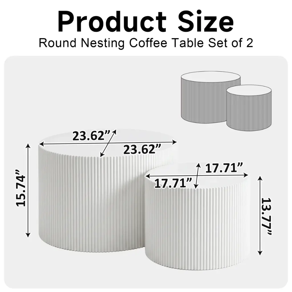 White Faux Marble Round Nesting Coffee Table