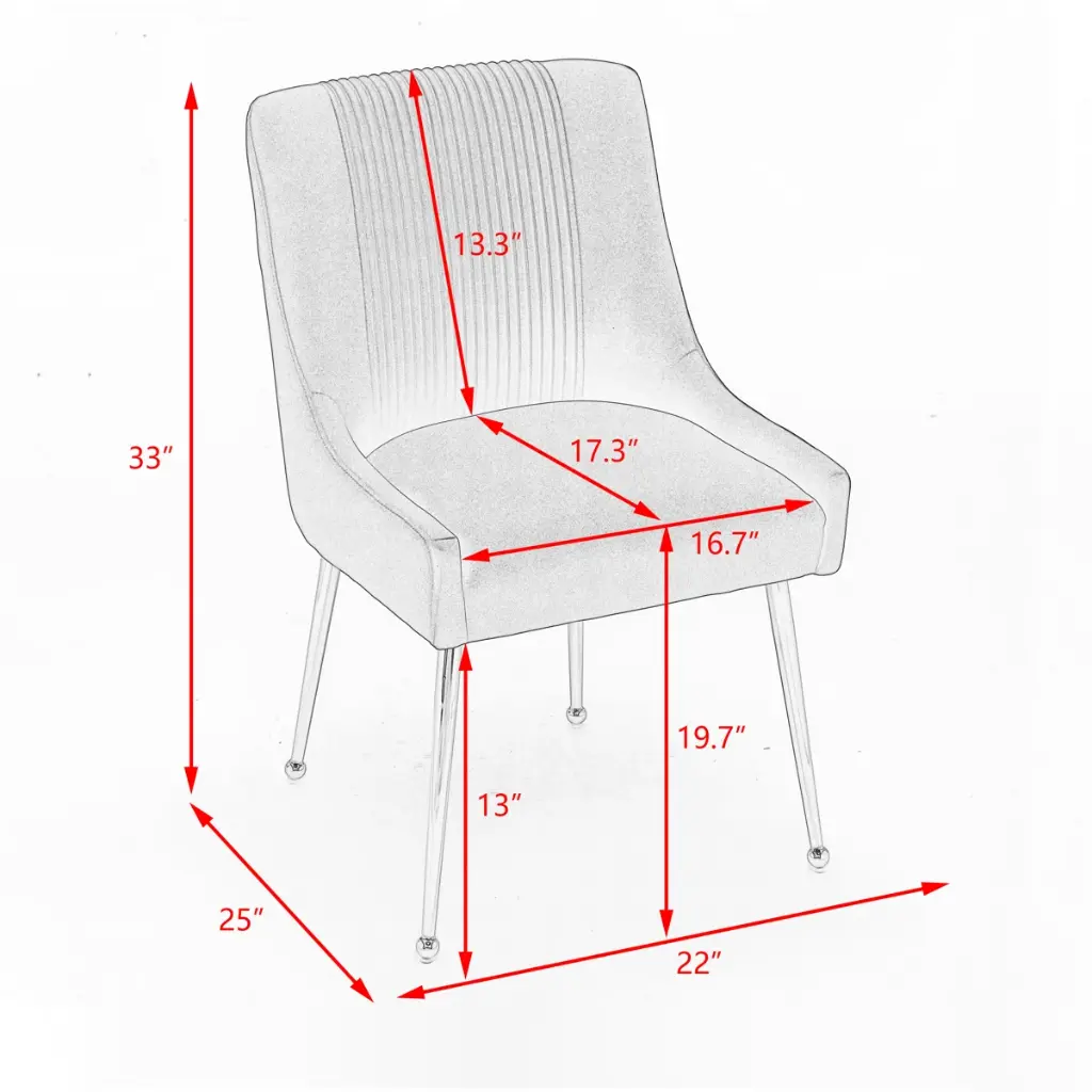 Pleated Detail Velvet Dining Chair with Gold Legs 