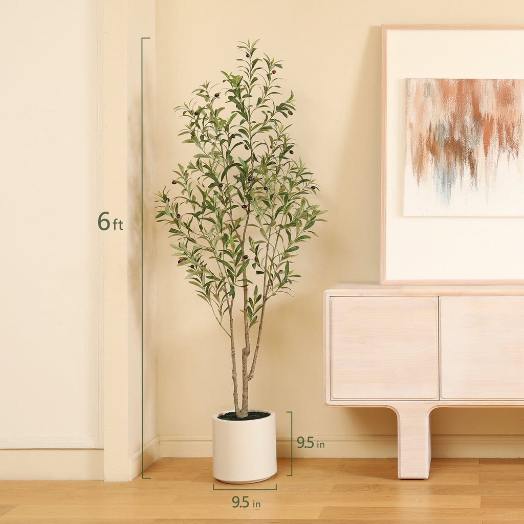 6FT Faux Olive Tree in Ivory Planter 
