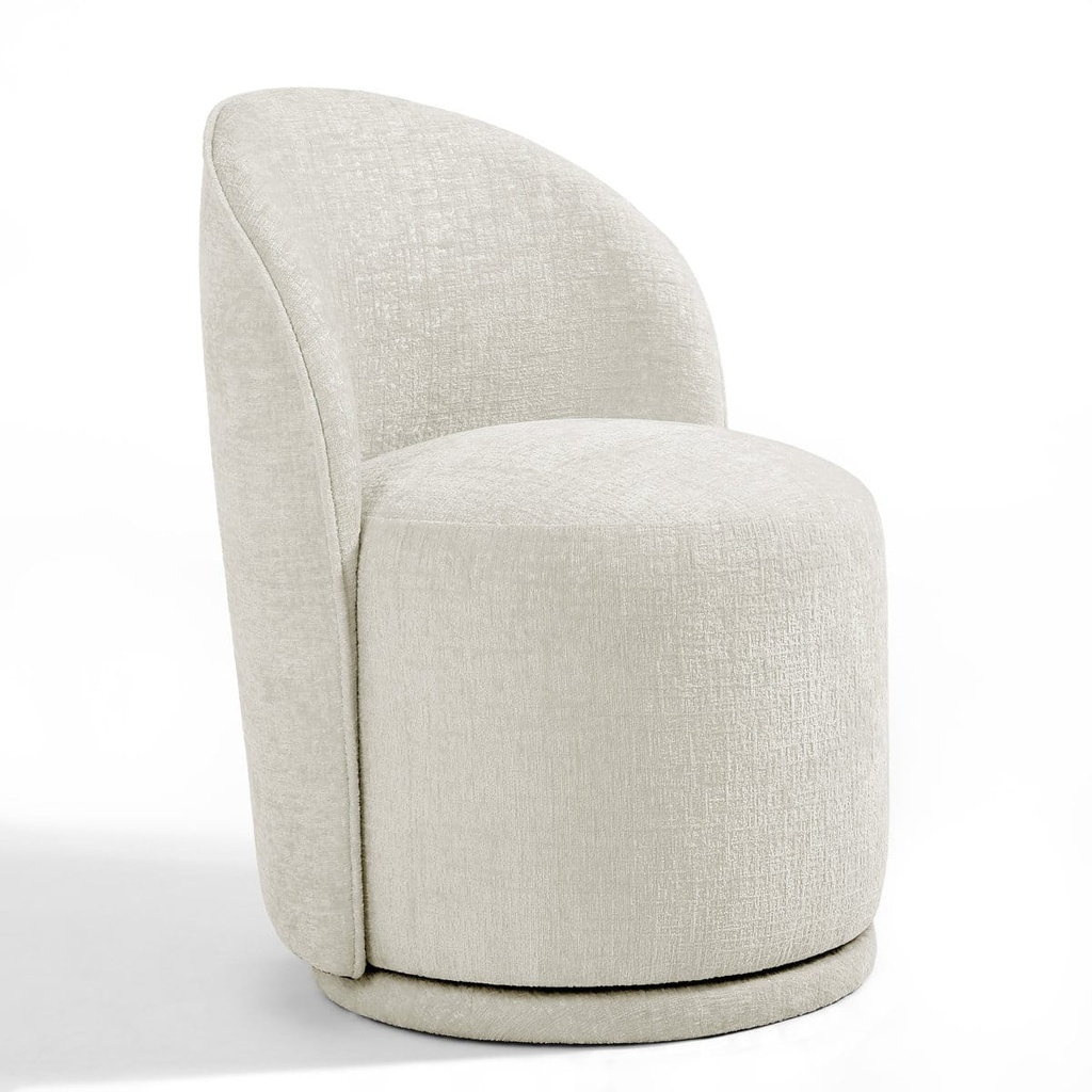 LIGHT SAND CHENILLE SWIVEL BARREL CHAIR 