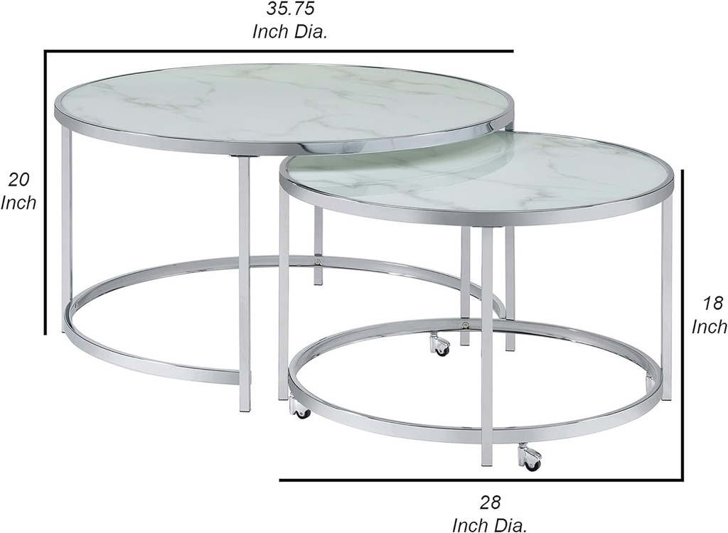 Metal/marble glass round side table LG