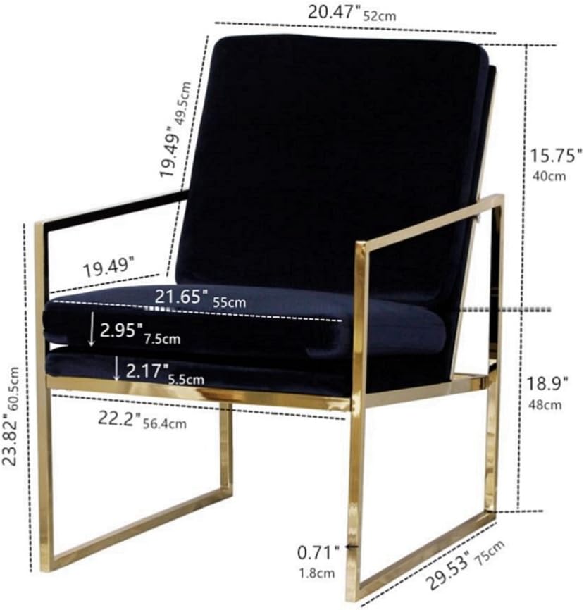 Metal/Velveteen arm chair, Navy/gold