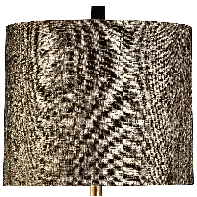 Vintage gold with black base contemporary table lamp designer fabric drum shade 