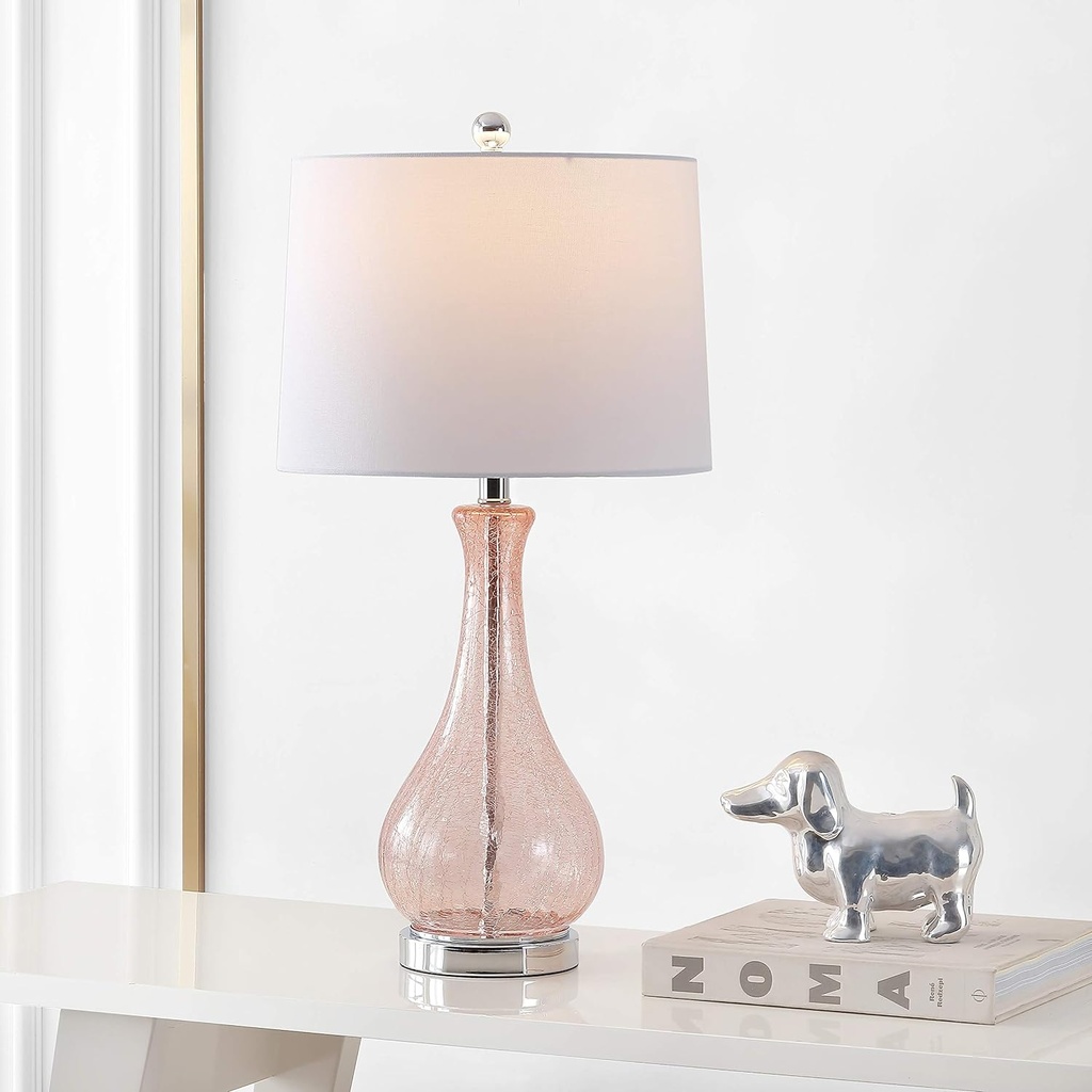 Pink crackle table lamp