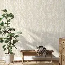 BLOCK PRINT LEAVES WHITE CLAY WALLPAPER