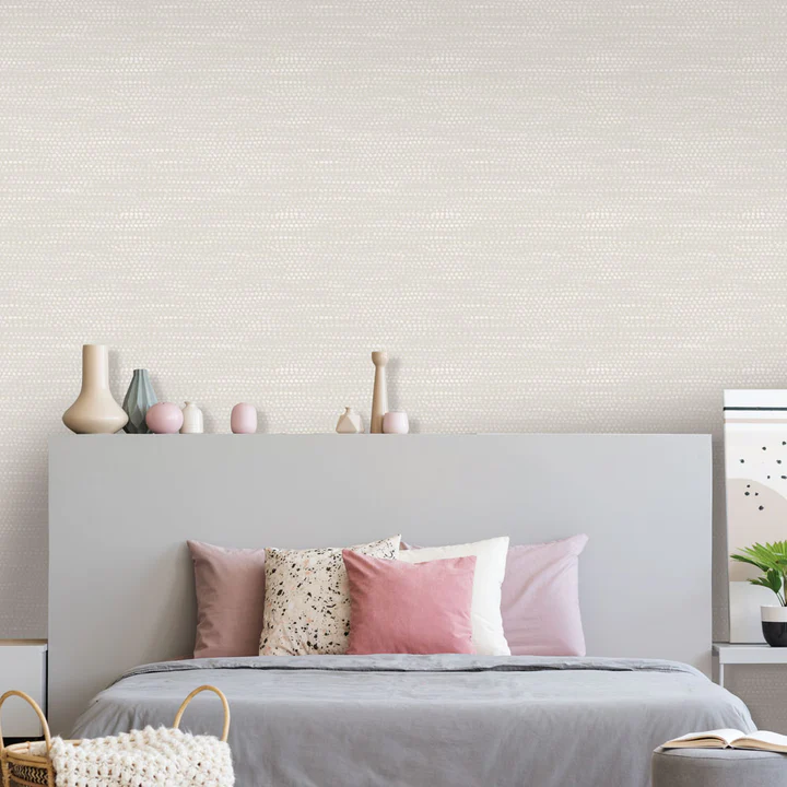 MOIRE DOTS PEARL GREY WALLPAPER