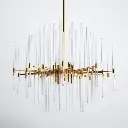 8 - LIGHT DIMMABLE GEOMETRIC CHANDELIER GOLD AND CRYSTAL