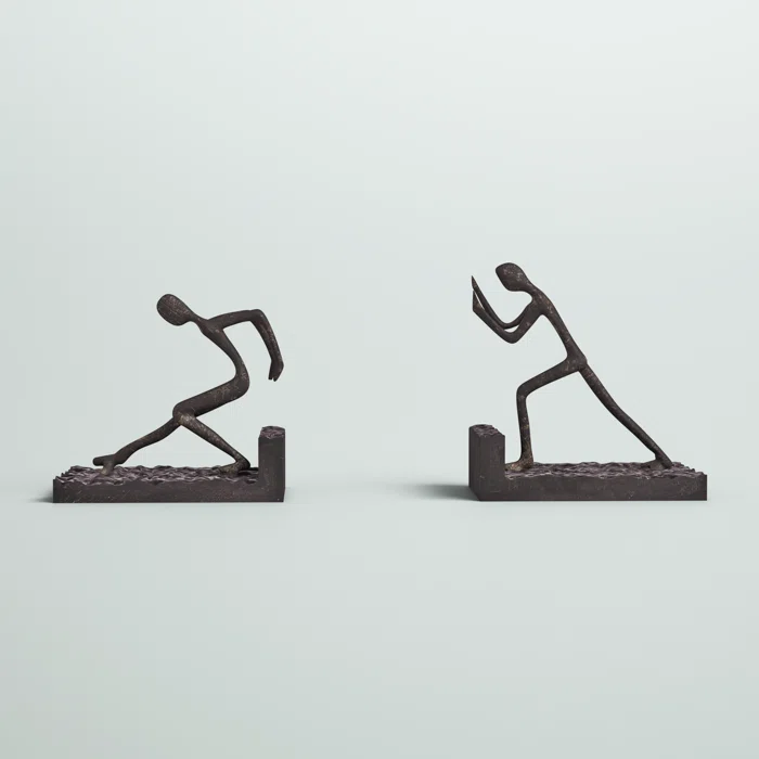 MODERN & CONTEMPORARY NON SKID METAL BOOK ENDS - SET OF 2