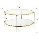 34" TWO TIER ACRYLIC GLASS COFFEE TABLE - GOLD