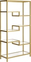 68X34" RECTANGULAR BOOKCASE IN BRASS WITH TEMPERED GLASS