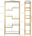 68X34" RECTANGULAR BOOKCASE IN BRASS WITH TEMPERED GLASS