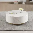 ROUND MARBLE FINISH COFFEE TABLE WITH STORAGE