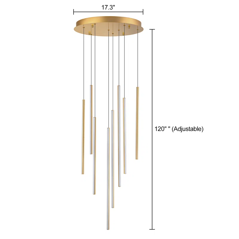 GOLD CLUSTER CYLINDER LED PENDANT FOR STAIRWELL