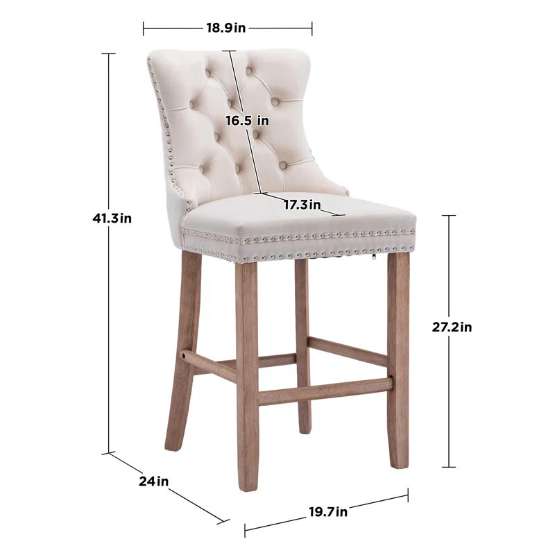 27.2 MODERN VELVET BAR COUNTER STOOL 