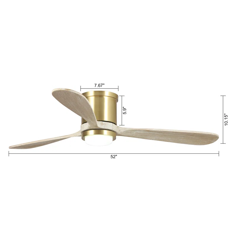 52" 3 BLADE STANDARD CEILING FAN BEIGE AND GOLD FINISH