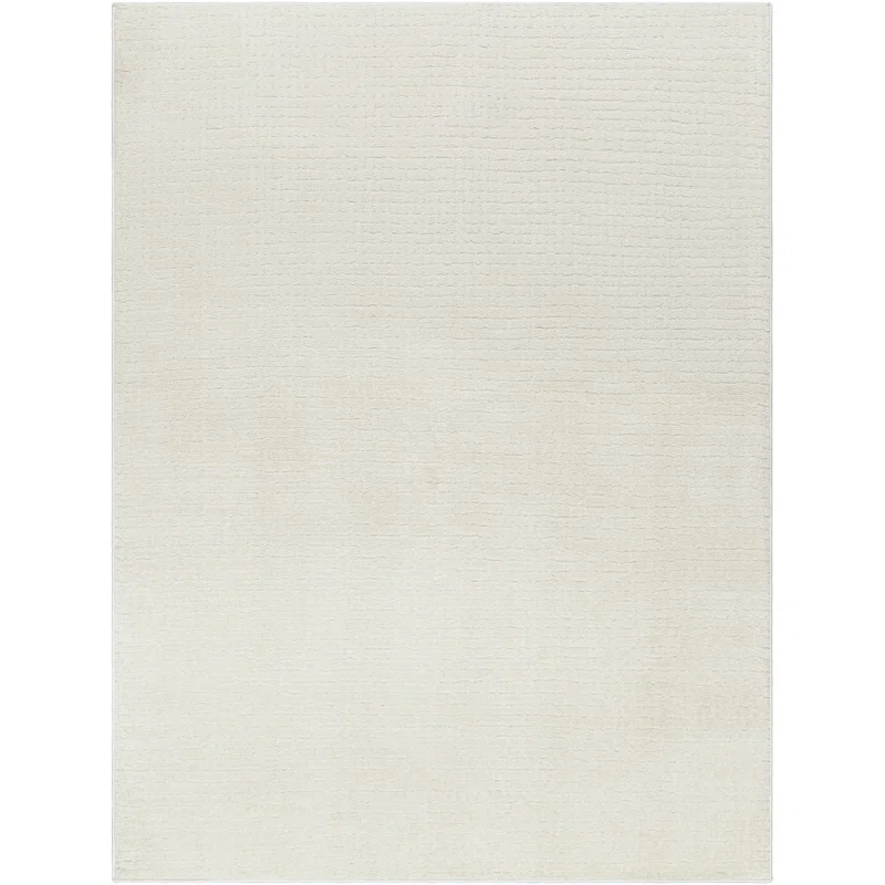 8x10' SOLID CREAM MACHINE WOVEN AREA RUG