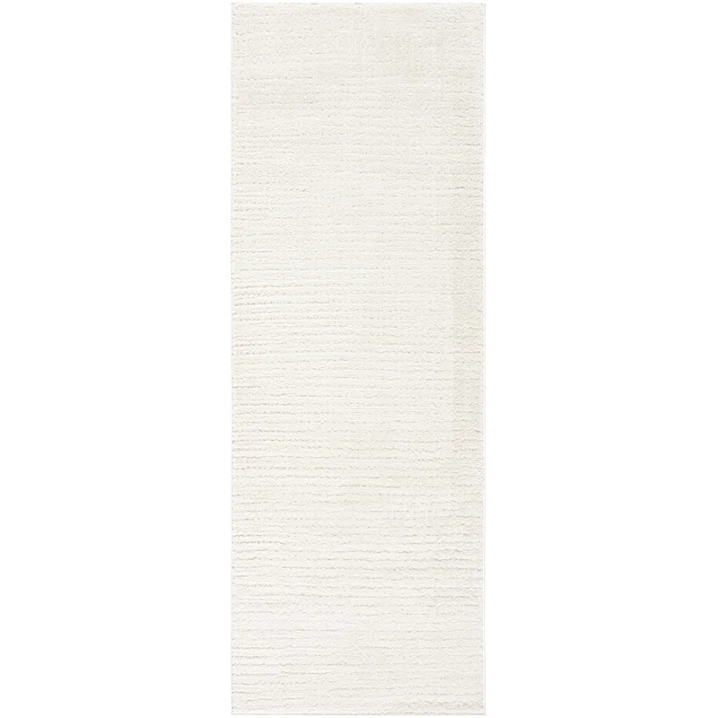 2'8" x 7'3" SOLID CREAM MACHINE WOVEN AREA RUG - RUNNER