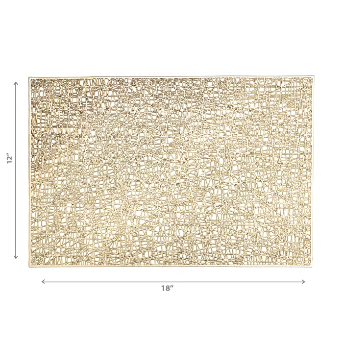 METALLIC LASER CUT PVC PLACEMAT SISAL SILVER -BEIGE (SET OF 12)