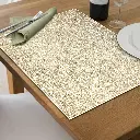 METALLIC LASER CUT PVC PLACEMAT SISAL SILVER -BEIGE (SET OF 12)