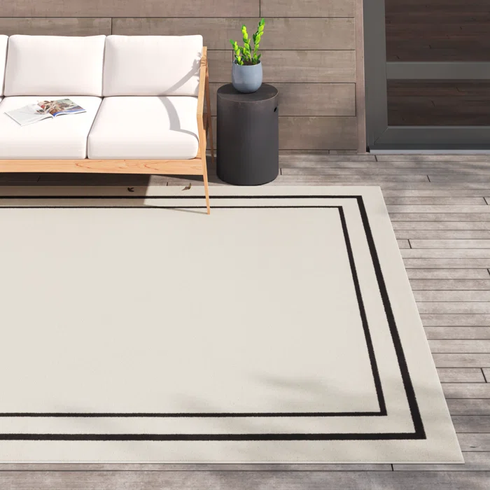 ABSTRACT MACHINE WOVEN AREA RUG OFF-WHITE RECTANGLE 8' x 10'