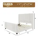  VELVET UPHOLHOLSTERED PLATFORM BED WITH VERTICAL CHANNEL TUFTED HEADBOARD-QUEEN (CREAM) 