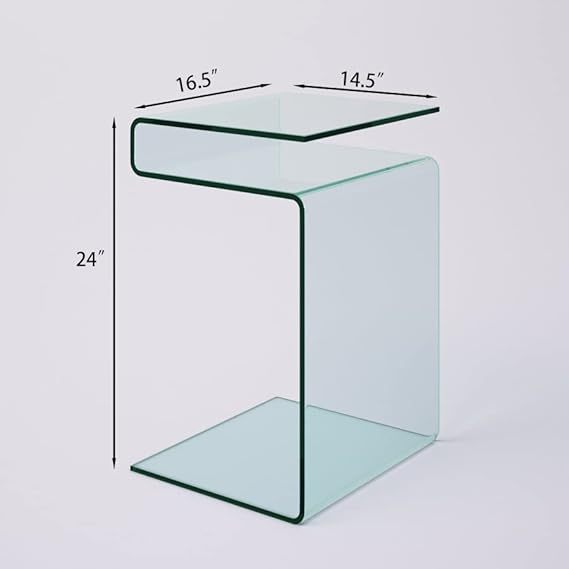  S SHAPED TEMPERED GLASS SIDE TABLE