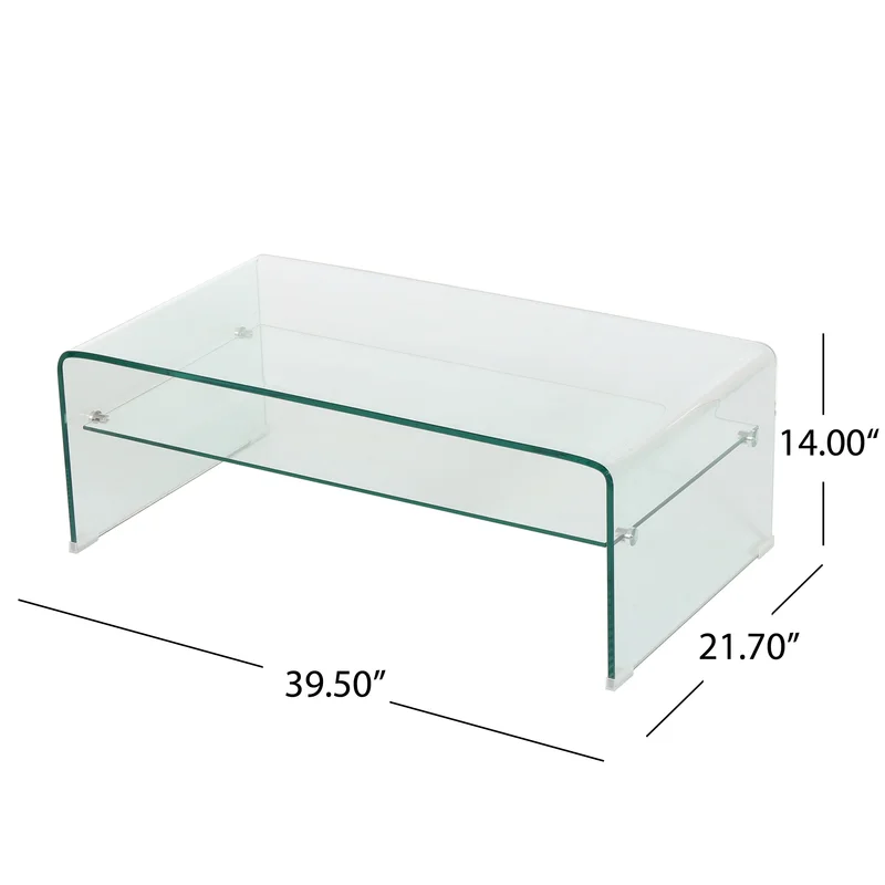 TEMPERED GLASS COFFEE TABLE WITH STORAGE