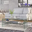 TEMPERED GLASS COFFEE TABLE WITH STORAGE