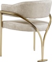 CONTEMPORARY VELVET UPHOLSTERED ACCENT CHAIR WITH BRUSHED BRASS METAL FRAME  