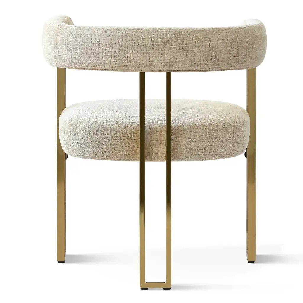 Chenille Upholstered 
Armchair -Gold & White 