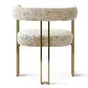 Chenille Upholstered 
Armchair -Gold & White 