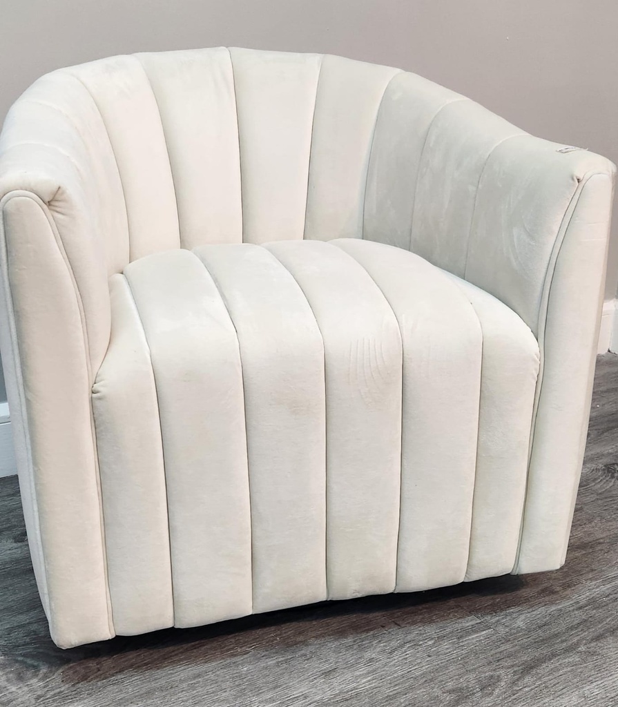 Velvet Swivel Barrel Chair-White