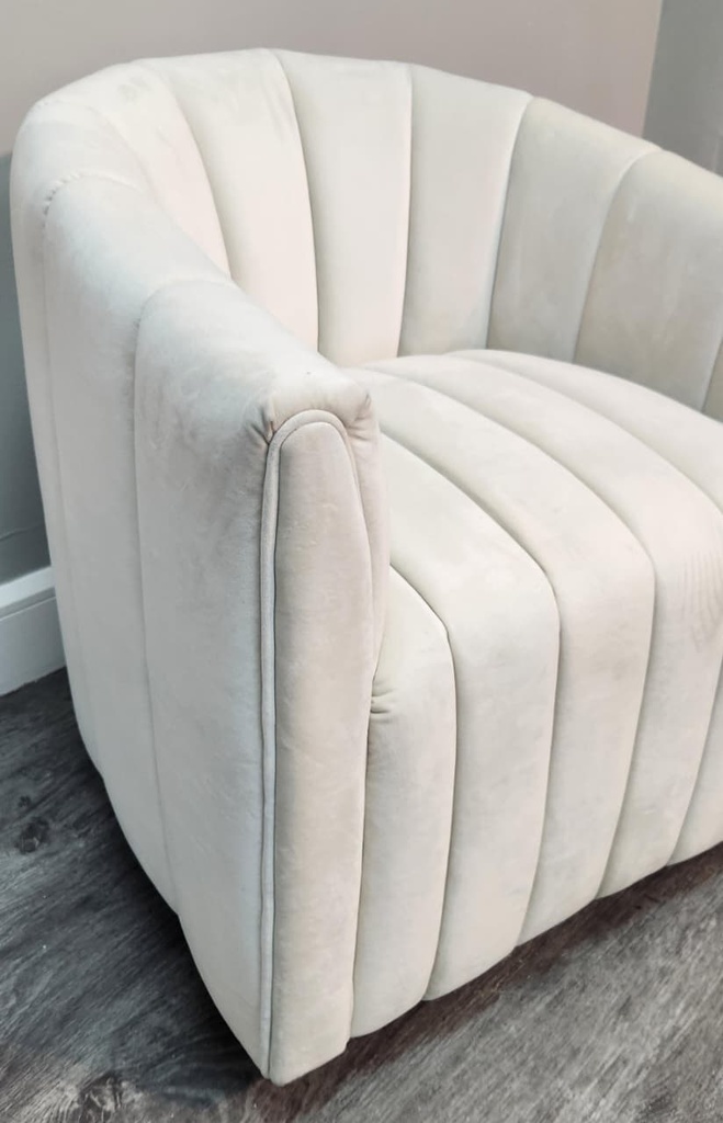 Velvet Swivel Barrel Chair-White