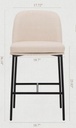 "36" Upholstered Stool with Black Metal Frame-Ivory 