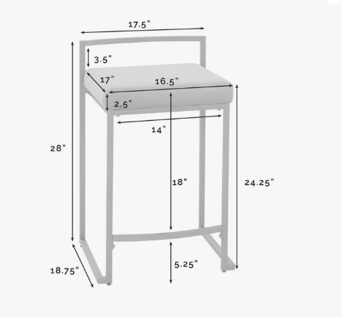 28" Progreso Upholstered Stool W/ Gold Frame-Ivory   