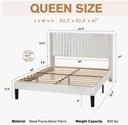 White Candler Velvet Upholstered Platform Bed with Wingback  Headboard- Queen 