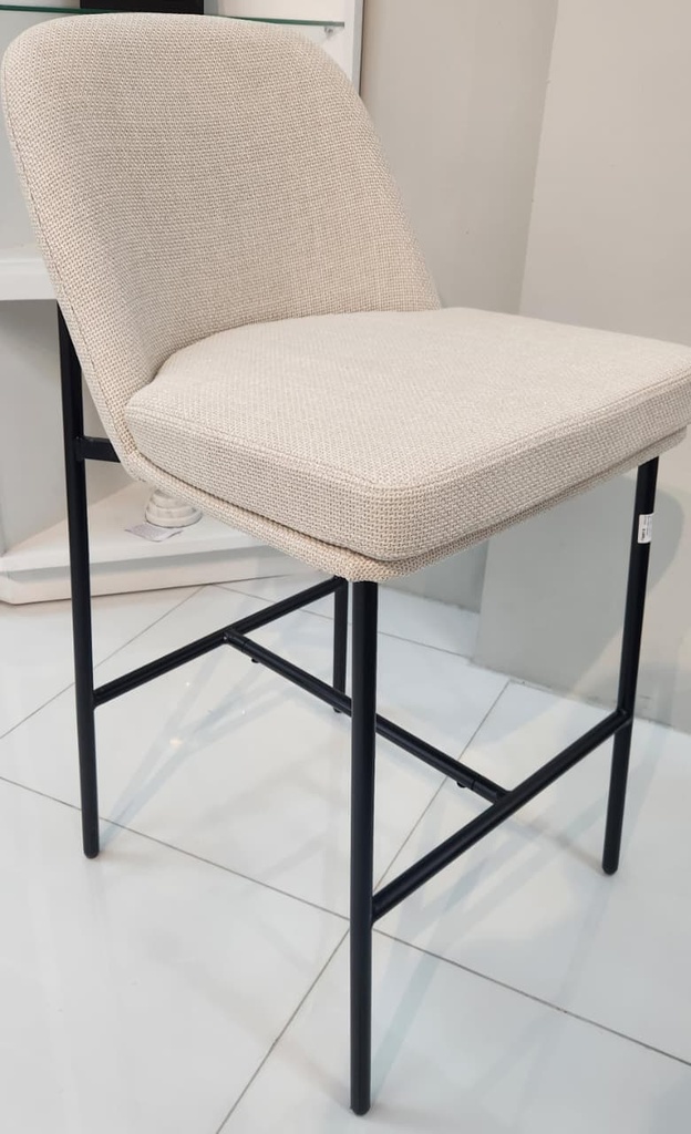 "36" Upholstered Stool with Black Metal Frame-Ivory 