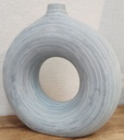 Blue and Ivory Stripped Round Vase  
