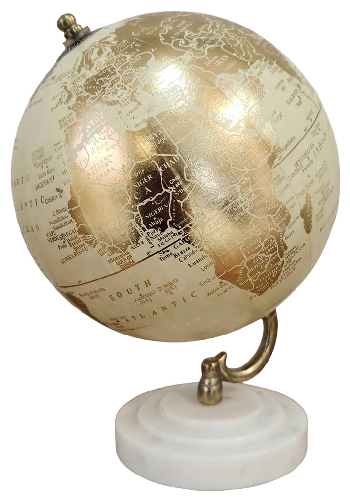 Cream & Gold Marble Base Tabletop Globe  