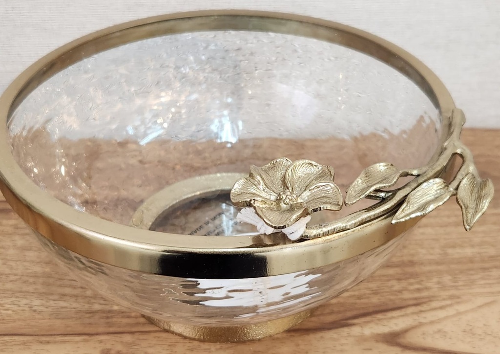Floral Gold Rim Glass Bowl-Medium