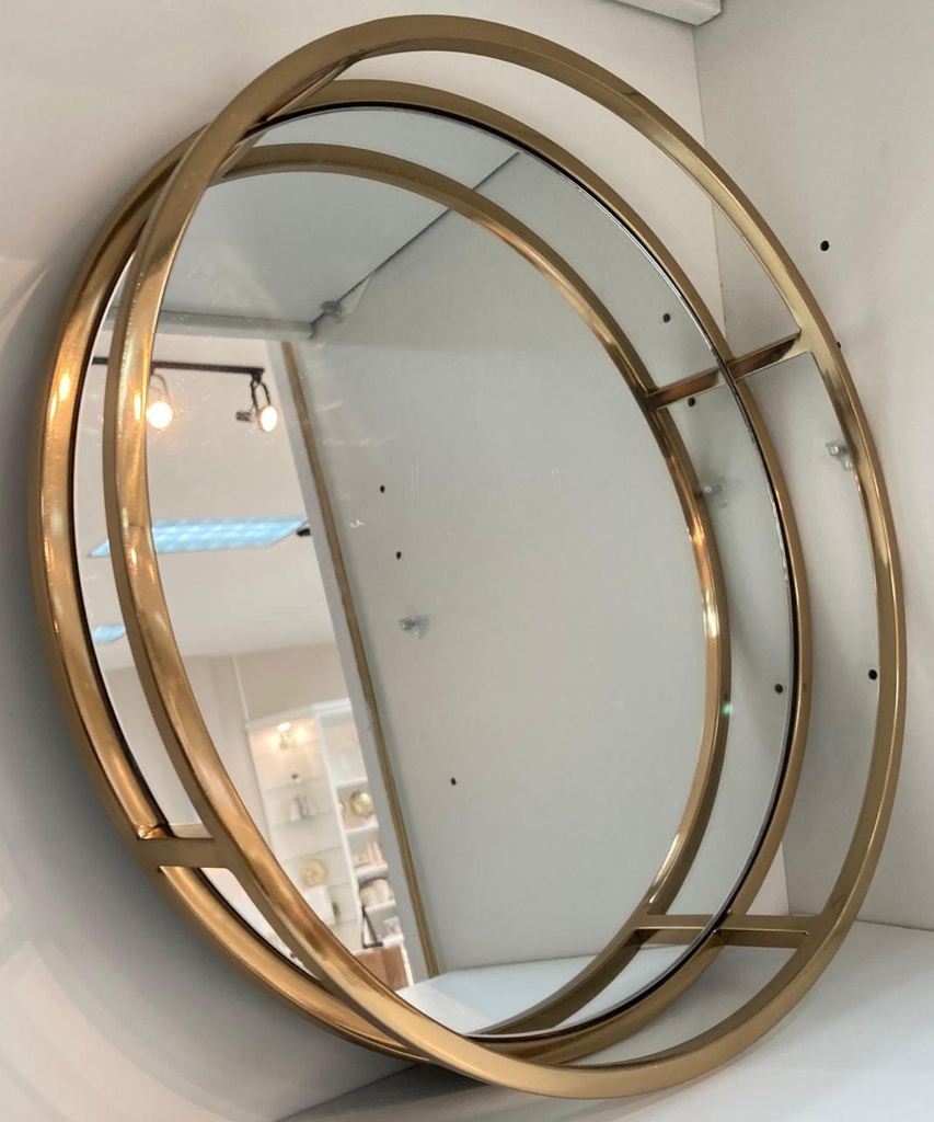 Circular Mirrored Tray W/ Gold Lined Base   