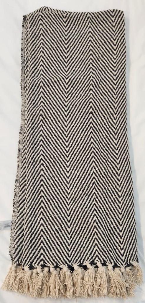 DLL Hand Woven Throw Blanket-Black and Ivory 